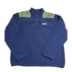 Vineyard Vines  Men's 1/4 Zip Fleece Navy Green Jacket Stretch Logo Sz Large